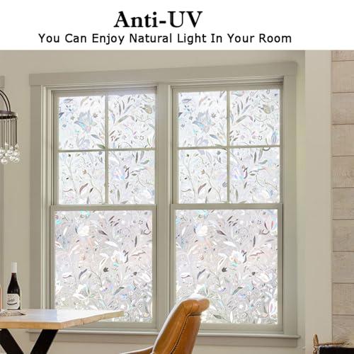 Kromapolis Privacy Window Film, Stained Glass Decorative, 29.5″ x 78.7″ | Rainbow Window Clings, Non-Adhesive Reusable Sticker, UV Sun Blocking Heat Control Covering for Home Office Living Room