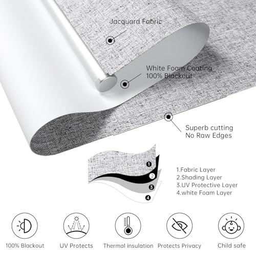 Homebox Cordless Blackout Roller Shades for Windows, 100% Room Darkening Blinds with Thermal Insulated Easy Install Spring System for Home, Living Room, Nursery (35 W x 72 H, Grey)