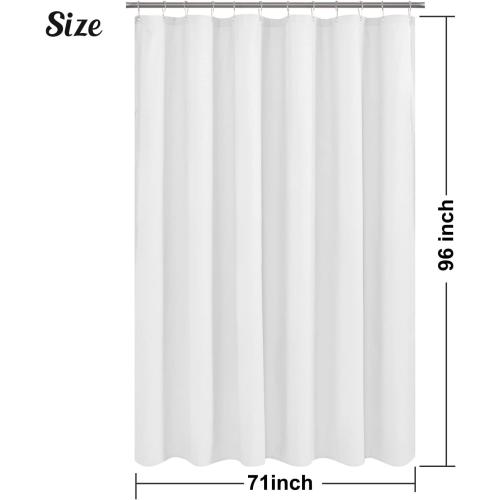 Mrs Awesome Embossed Microfiber Extra Long Shower Curtain Liner 71 x 96 inches, Soft Fabric Shower Curtain Washable and Water Repellent,71x96, White