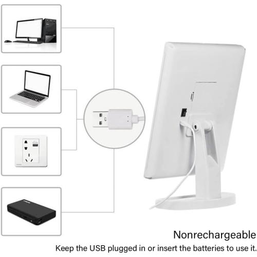 KOOKIN Lighted Vanity Makeup Mirror 16 Led Lights 180 Degree Rotation Lighted Makeup Mirror Touch Screen Adjusted Brightness Desk Mirrors USB Dual Supply Bathroom Light Up Makeup Mirrors (White)