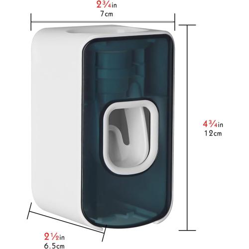 2 Slot Toothbrush Holder and Toothpaste Dispenser Wall Mounted, Automatic Toothpaste Squeezer, 2 in 1 Tooth Brush Toothpaste Organizer for Shower (Blue)