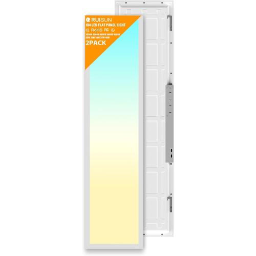 2 Pack 1x4 LED Flat Panel Light Drop Ceiling Office Fixture, 5040LM, 20W/25W/30W/35W/40W Selectable,3000K/3500K/4000K/5000K/6500K 5CCT,Dimmable (0-10V) for Shop,Commercial Warehouse,ETL Listed