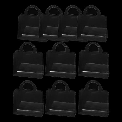 Clear Flower Bags with Handles for Bouquets Florist Shop Packaging Supplies 10 Pcs Valentine's Day 13.7 * 9.8 * 4.7 inches (B)