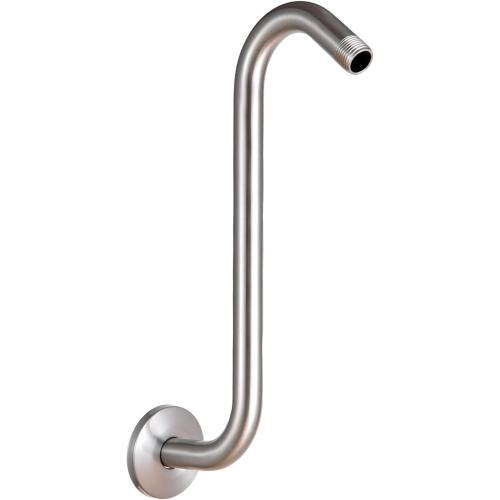 OFFO Shower Head Extension Arm 12 in, Brushed Nickel S Shaped Shower Arm with Flange High Rise Goose Neck Shower Arm Extension