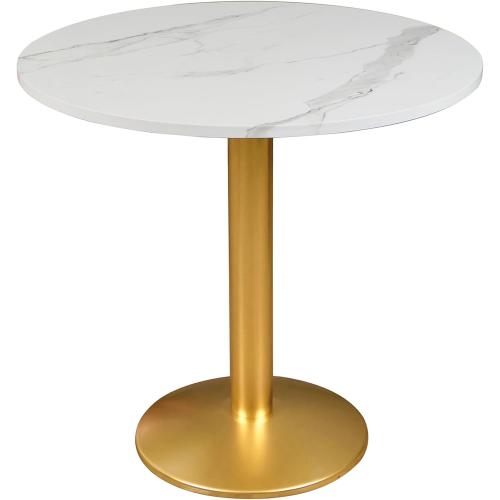 Round Modern Dinning Table 30 inches Bistro Tulip Table with White Faux Marble top Gold Sturdy Metal Frame,Easy Assemble,Diameter 30in*H28.54in
