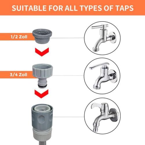 Flora Guard Garden Hose Holder With 1/2 Inch 65Ft Freeze-resistant UV Software, Hose Reels Wall Mount, Removable Hose Reel, 3/4 Pressure Fitting and 9-Pattern Nozzle, Gray
