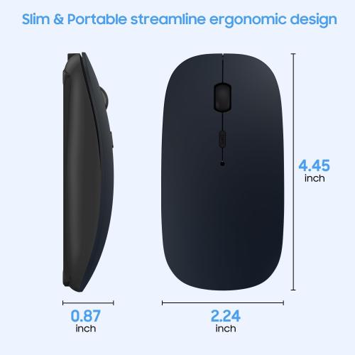 SUNGI Bluetooth Mouse for Laptop/MacBook/iPad/Android PC,Rechargable Quiet Slim Wireless Mouse with Jiggler for Windows/Linux/Tablet,Black