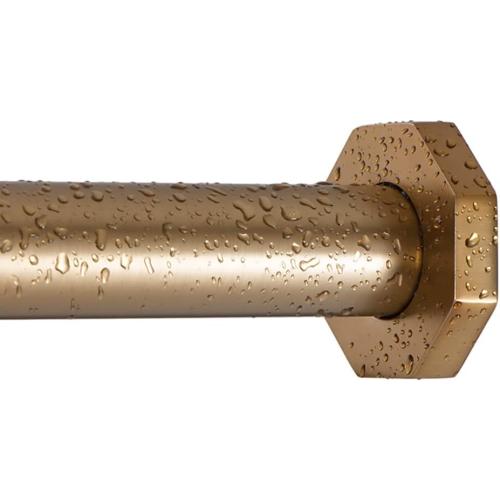 Ivilon Tension Curtain Rod - Hexagonal Spring Tension Rod for Windows or Shower, 54 to 90 Inch, Warm Gold