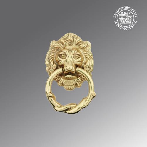 Renovators Supply Manufacturing Door Knockers for Front Door 6 1/4 in. Solid Brass Lion Head Door Knocker with Mounting Hardware