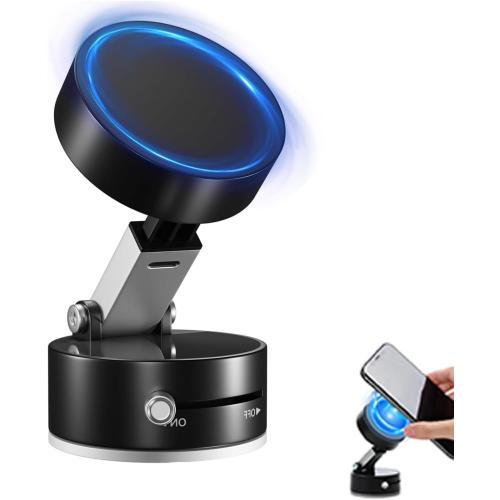 New Vacuum Magnetic Phone Holder, Suction Cup Phone Mount, Foldable Strong Magnetic Cell Phone Holder for Car/Gym/Mirror/Smooth Surface, Compatible with Magsafe iPhone