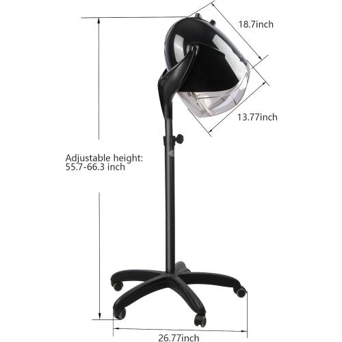 1000W Professional Hooded Hair Dryer,Standing Blow Hair Dryer with Cap and Wheels,Temperature and time are Adjustable,Suitable for Salon and Home