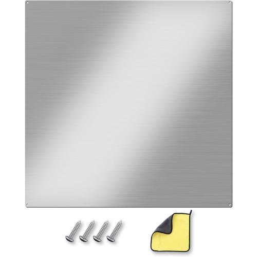 Stainless Steel Backsplash for Stove 29.5x29.5, Stainless Steel Kitchen Backsplash with 4 Pre-Drilled Holes, Ultra Flat and Flushed Metal Panel Splatter Guard for Stovetop, Easy Installation