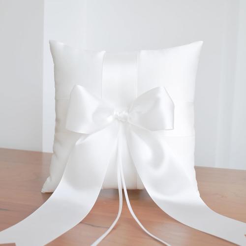 ATAILOVE Wedding Ring Pillow, Ivory Lovely Ring Bearer Pillow Cushion for Wedding Party 7.5'' x 7.5''