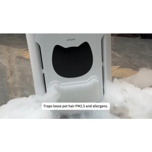uahpet Pet Air Purifier for Home, Reduce Pet Hair, Dander, Odors, Dust, Smoke for Large Rooms up to 2100 Ft², Air Cleaner with H13 HEPA, Washable Pre-Filter & Air Quality Monitor, White Gray