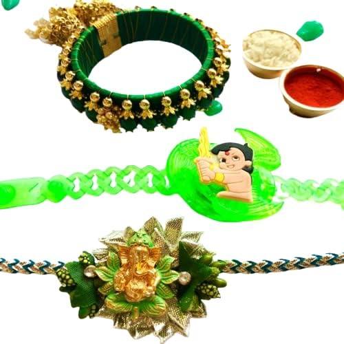 Bhaiya Bhabhi Rakhi Family Rakhi Rakhi Raksha Bandhan Rakhi for Brother Rakhi for Bhabhi Rakhi Bracelate (Multicolor) Pack of 5