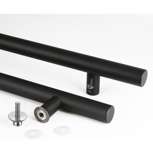 BLACK TOGU TG-6012 36 inches Solid Standoffs Heavy-Duty Commercial Grade-304 Stainless Steel Push Pull Door Handle/Ladder Shaped Door Pull Handle/Long Door Handle, Matte Black Finish