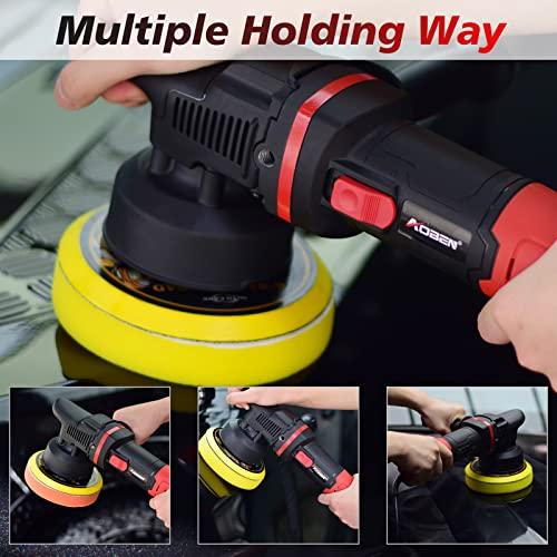 AOBEN Car Buffer Polisher,6 inch Dual Action Polisher,Random Buffer Polisher kit with 6 Variable Speed 1000-4500rpm,Detachable Handle,4 Buffing Pads for Car Detailing Polishing and Waxing