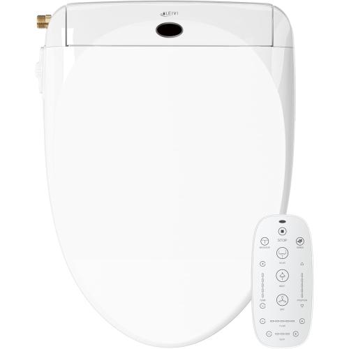 LEIVI Electric Bidet Smart Toilet Seat with Dual Control Mode, Adjustable Warm Water and Air Dryer, Ultra Slim Heated Toilet Seat, Oscillating and Pulsating Spray Wash, LED Nightlight, Elongated