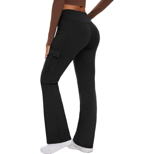 Flare Leggings for Women Yoga Crossover High Waist Pants with Tummy Control Workout Cargo with 5 Pockets Bootcut Leggings