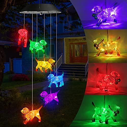 Toodour Solar Wind Chime, Color Changing Wind Chimes Dog | LED Decorative Mobile, Gifts for Mom Grandma, Waterproof Outdoor Decorative Lights, Garden, Patio, Yard, Window Outdoor Decor