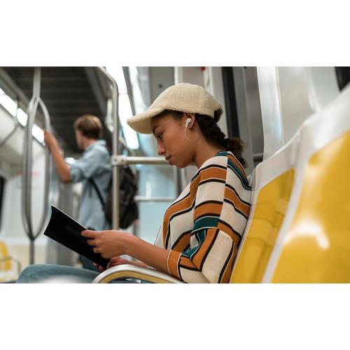 JBL Vibe Beam - True Wireless JBL Deep Bass Sound Earbuds, Bluetooth 5.2, Water & Dust Resistant, Hands-free call with VoiceAware, Up to 32 hours of battery life (White)