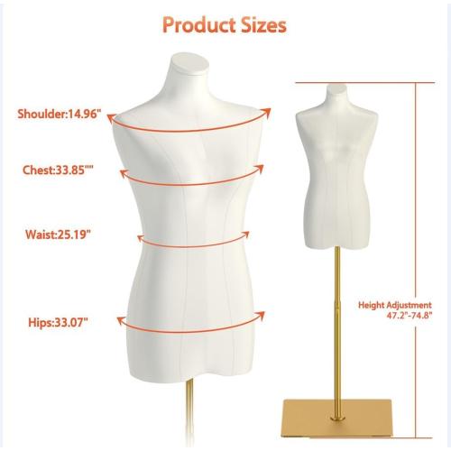 Female Mannequin Torso Sewing: Female Dress Form for Sewing and Clothing Display - Pinnable Mannequin with Support Metal Base Stand