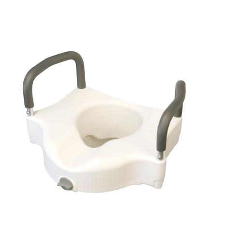 Medline Locking Elevated Toilet Seat with Arms 11- 14 long,White
