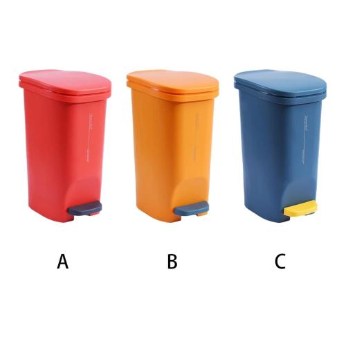 Trash Can Foot Pedal Garbage Cans Bin Dustbin Storage Buckets with Cover Plastic,Compatible for Home Bathroom Cleaning Tools(Orange)