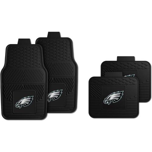 Fanmats Philadelphia Eagles Set of 4 Car Mats for Cars, SUV, Pickups - All Weather Technology Protection, Deep Reservoir design, Universal Fit - 3D NFL Team logo - 29” x 17” Front - 14” x 17” Rear Mat