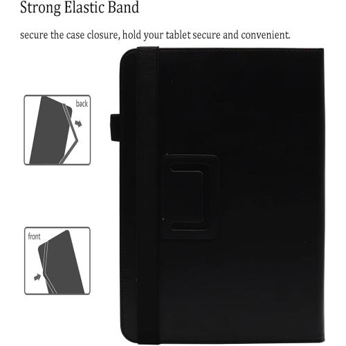 Universal 10 10.1 11 Inch Tablet Case, Viclowlpfe Protective Folio Stand Android 16 15 Case for 9.6-11 Inch Tablet with Hand Strap and Cards Slots, Black