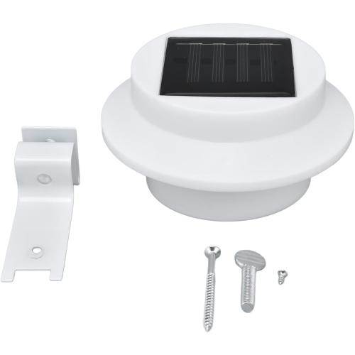 Solar Powered LED Gutter Lights 3 LED Deck Gutter Solar Lights Outdoor Waterproof LED Garden Yard Wall Lamp with Bracket for Fence Wall Stair Step Landscape Pathway, White Night Utility Security Light