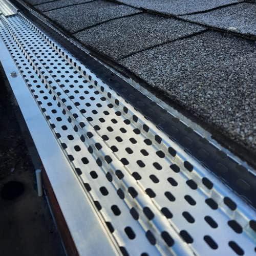 Seeutek Gutter Guards 5 Inch, 16pcs 40 Leaf Filters, Mill Finish Aluminum Cover System, Easy DIY Leaf Guard Compatible with Any Roof Gutter Type, Total 54FT Length