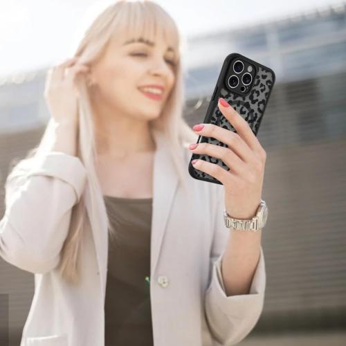 AIGOMARA Magnetic Case for iPhone 16 Pro, Black Leopard Pattern Design | [Compatible with MagSafe] Soft TPU Bumper Hard PC Back Anti-Fall Shockproof Protective Slim Cover for Women Girls Men