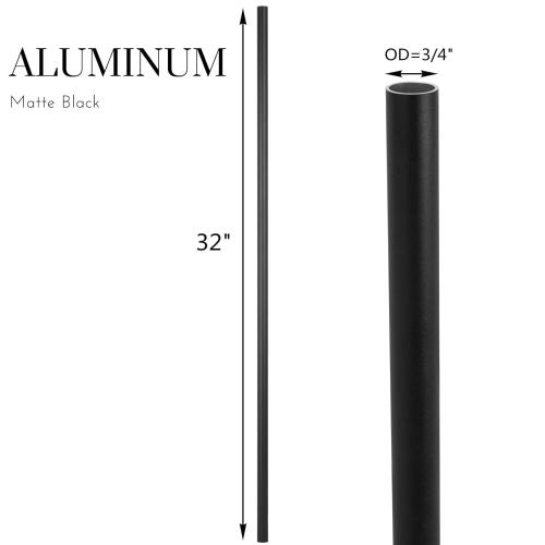 32 x 3/4 Aluminum Deck Balusters- Indoor Outdoor Metal Deck Railing Sprindles - Hollow Round Stair Spindles for Deck Porch - Matte Black Coated