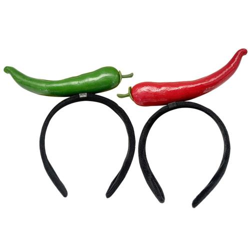 FRCOLOR Spa Headband Chili Pepper Headwear Funny Vegetable Headpieces Makeup Wash Face Hair Accessories for Women Girls
