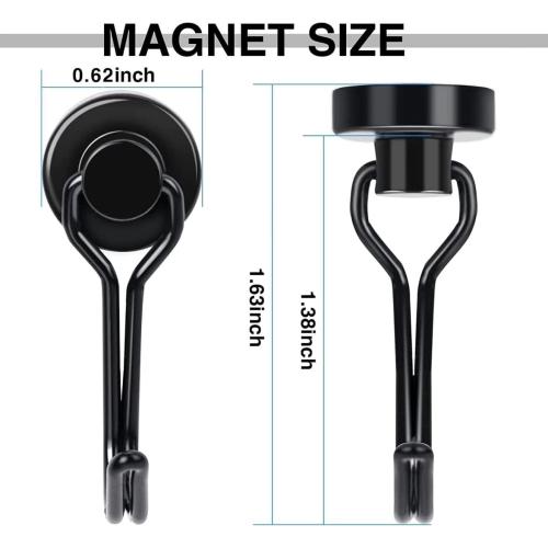 E BAVITE Magnetic Hooks, 30lbs  Magnet Hook 2026 Cruise Cabin Ship Essentials Heavy Duty Strong Magnets Refrigerator Fridge Hanging for Classroom Beach Vacation Kitchen Grills Home 6pcs (Black)