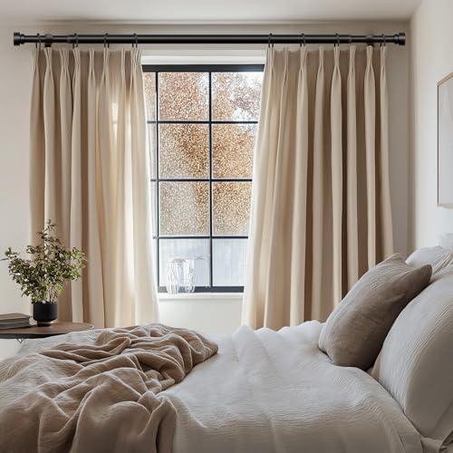 Lootkell Black Curtain Rods for Windows 48 to 84 Inches Adjustable Heavy Duty 1 Diameter Window Curtain Rod with Decorative Finials for Outdoor Farmhouse Bedroom Kitchen Living Room