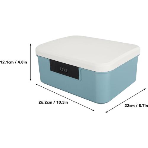 Lockable Storage Container Bin, 9L Capacity Combination Lockable Storage Box Heavy Duty Plastic Trunk with Lock for Office School Home Files Document Organizer (Grey) (White) (Blue)