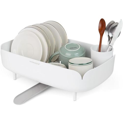 carrotez Split-Design Small Dish Drying Rack 9.5'' × 15.9'' × 4.9'' - White