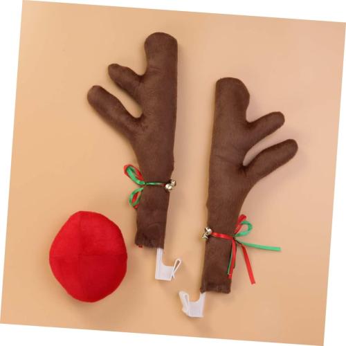 Christmas Car Reindeer Antler Kits Brown Car Antlers with Nose Sturdy Fabric