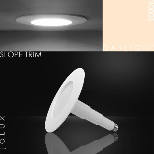 Jolux 5/6 Non-Dimmable LED Adjustable Retrofit Downlight,E26 Medium Screw Base,12W=75W, 5000K (Daylight),920 Lumens,Damp Rated Recessed Lighting,Simple Installation Can Lights,ETL, 6-Pack,Bevel Trim
