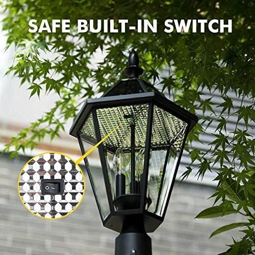 LUTEC 12513LE4-SL-Head LED Post Solar Light Outdoor, Dusk to Dawn Vintage Street Lights for Lawn Patio Yard Pathway Garden Mount (Base Not Included)