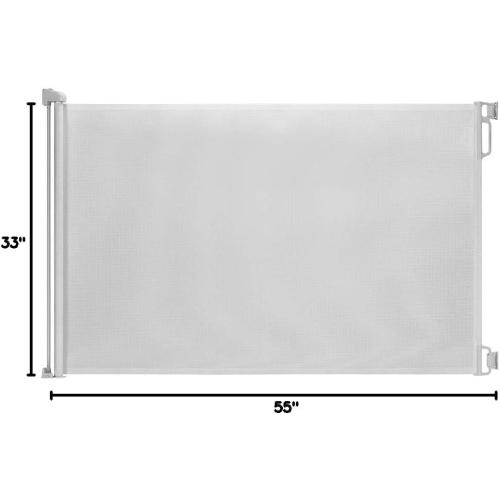 EasyBaby Retractable Baby Gate, 33 Tall, Extends up to 55'' Wide, White/Child Safety Baby Gates, Pet Retractable Gates for Stairs, Doorways, Hallways, Indoor and Outdoor