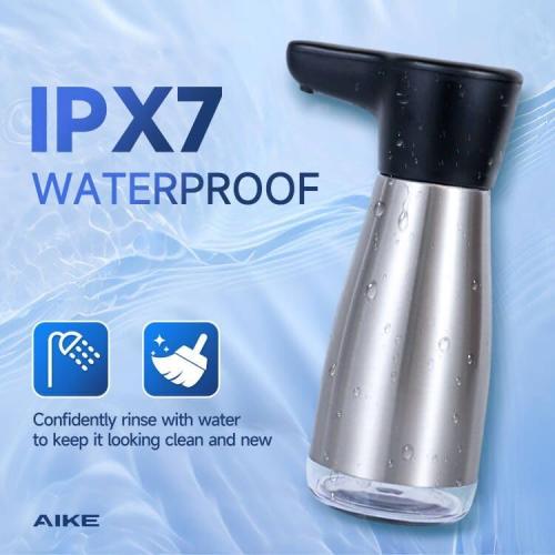 AIKE Magnetic Charging Waterproof Automatic Soap Dispenser for Liquid Soap Spot Resist Stainless Finish 14fl.oz. Model AK1337