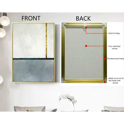 GVS-ART DIY Metal Floating Frame for 24X36“ Canvas Painting Art,1 1/2(3.8cm) Depth, Floater Frame,Mental Frame Kit, Cut to Pieces,Not Include Canvas or Mat Light Gold Frame