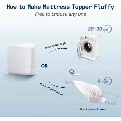 SOPAT Mattress Topper Queen Size Extra Thick Mattress Pad 8-21 Deep Pocket Soft Down Alternative Fill Mattress Protector Pillow Top Mattress Cover (60x80 Inches, White)