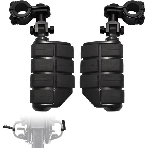 FOVPLUE 1,1.25Highway Footpegs, Adjustable Highway Peg w/ 3-Piece Clamp for Harley Touring Softail Dyna Sportster models w/25mm-32mm Engine Guard/Tubing,Black#2