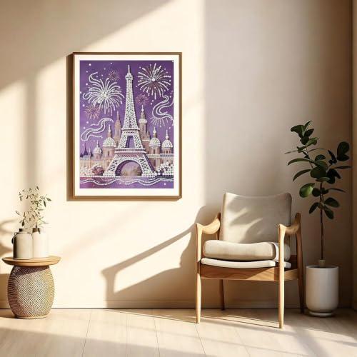 GEMFAMILY Diamond Art Painting Special Shaped Kits for Adults, Eiffel Tower Pearl Diamond Painting Kits for Adults Beginner,DIY 3D Pearl Diamond Dots Gem Art Craft for Home Decor 12 x 16 inch