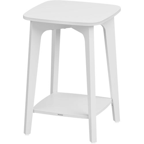 VASAGLE MAEZO Collection - Side Table, 2-Tier Small Square End Table, Nightstand with Tapered Legs, Curved Transitions, for Small Spaces, Living Room, Bedroom, Cloud White ULET236W01