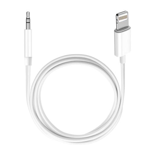 (Apple MFi Certified) iPhone AUX Cord,Lightning to 1/8 Inch Audio Cable,3.3ft, Headphone Jack Adapter Male Aux Stereo Audio Cable Compatible for iPhone 14/13/12/11/XR/X/8/7 (White)